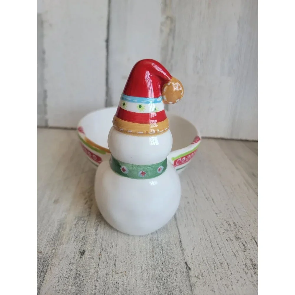 Pier 1 snowman snack bowl candy xmas home decor‎